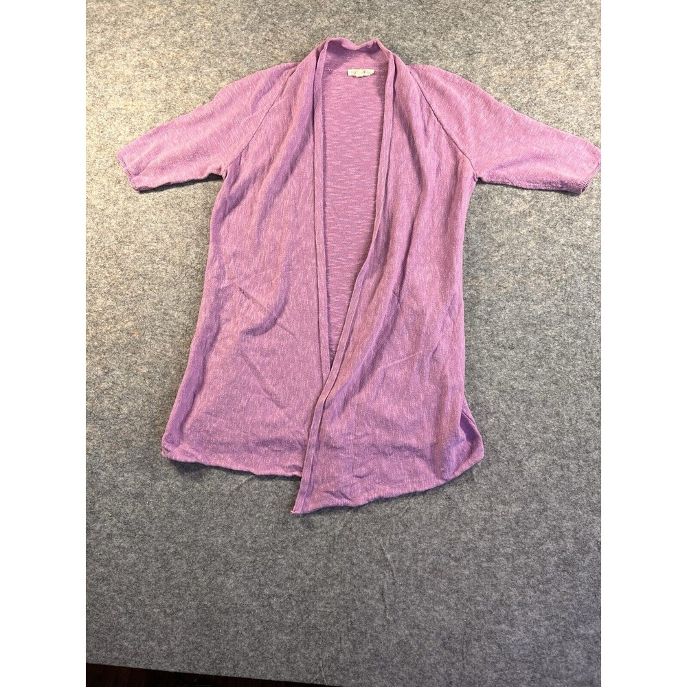 Eileen Fisher Cardigan Women’s XS Linen‎ Cotton Open Front Short Sleeves Purple